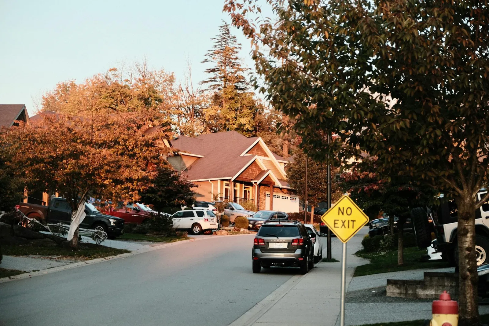 clean vehicle parked in a shaded suburban driveway