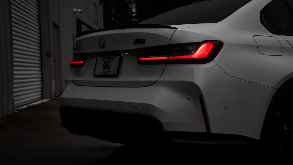 Paint protection film being measured and cut for vehicle installation